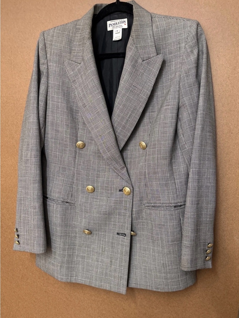 Academia Pendleton Vintage Plaid Virgin Wool Button Blazer Jacket Sz 8